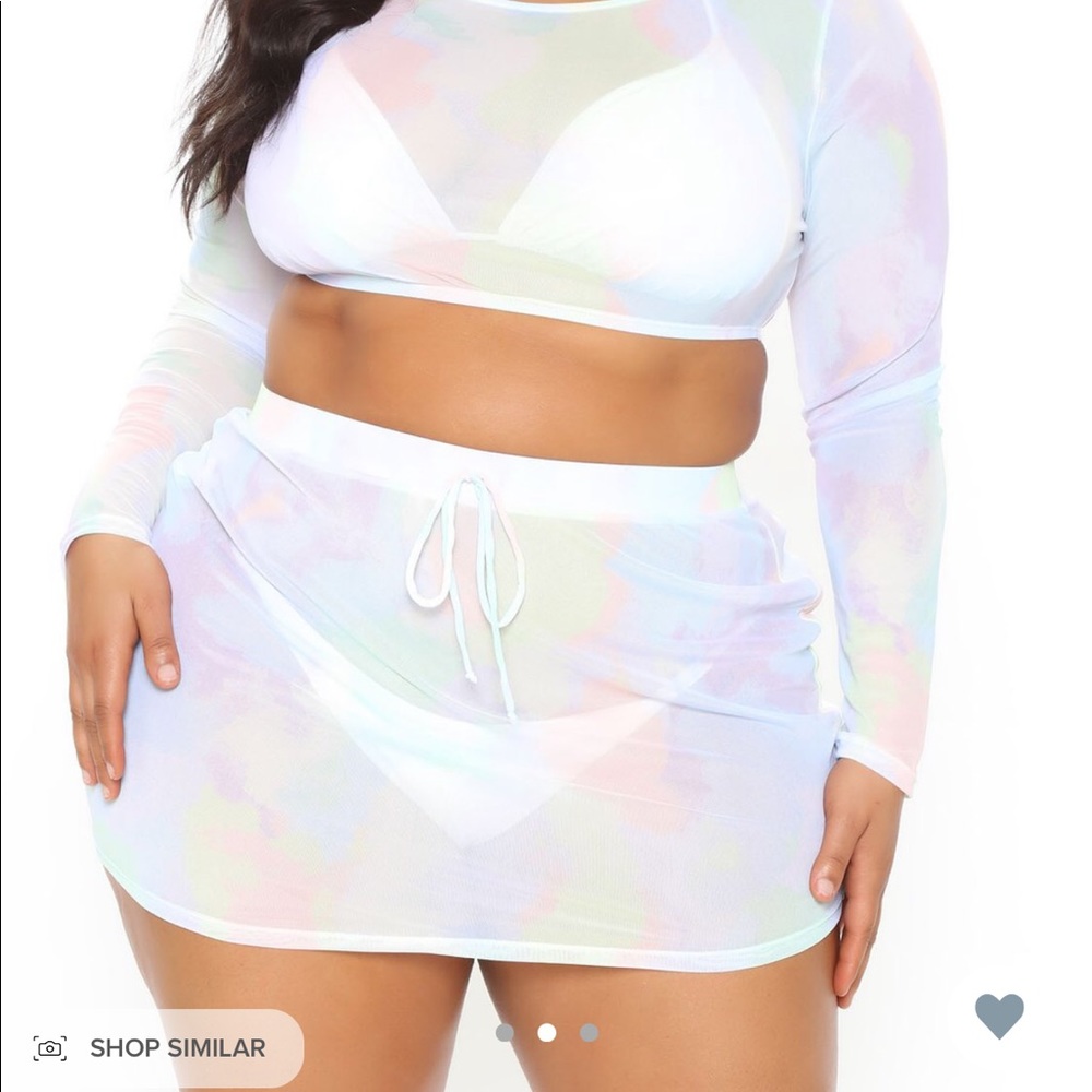2 piece fashionnova sheer bathingsuit cover up
